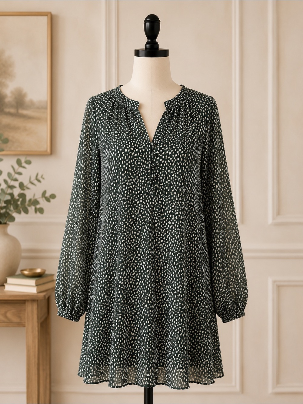 Joie Green White Dress Lined Size Medium